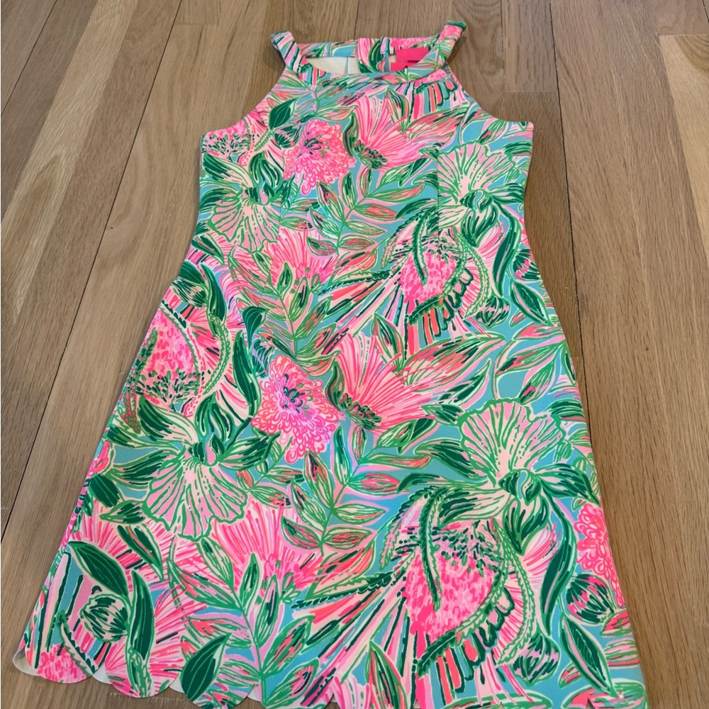 Lilly Pulitzer Tropical Floral Kids Dress - Pink and Green